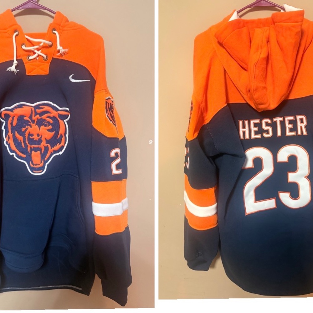 Devin Hester Chicago Bears Hockey Style Pullover Players Hoodie